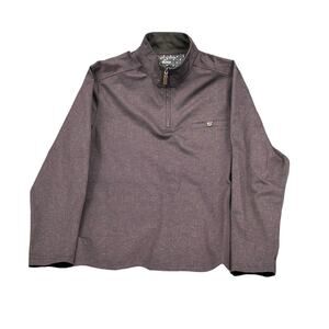 Age of Wisdom Shirt Mens Large Purple 1/4‎ Zip Pullover Long Sleeves Stretch